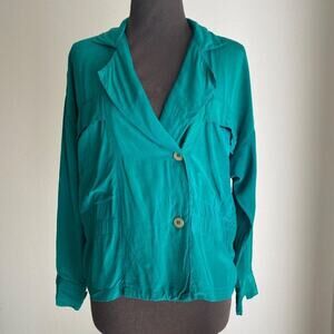 *Vintage* Ellen Tracy sz 4 Long sleeve  100% Silk 80s‎ blazer